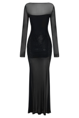 Lior Mesh Maxi Dress With Hotfix - Black