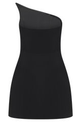 Liva Strapless Diamante Floral Trim Mini Dress - Black