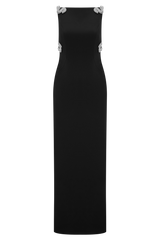 Lorde Embellished Crepe Maxi Dress - Black