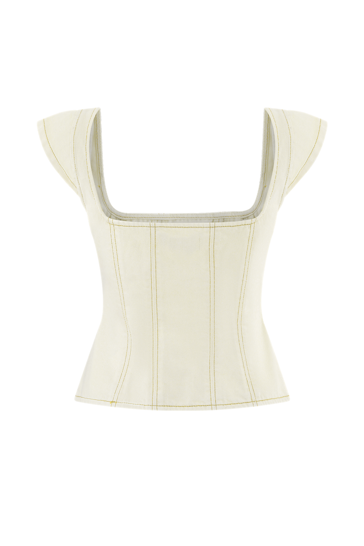 Loretta Cap Sleeve Denim Top - Ecru