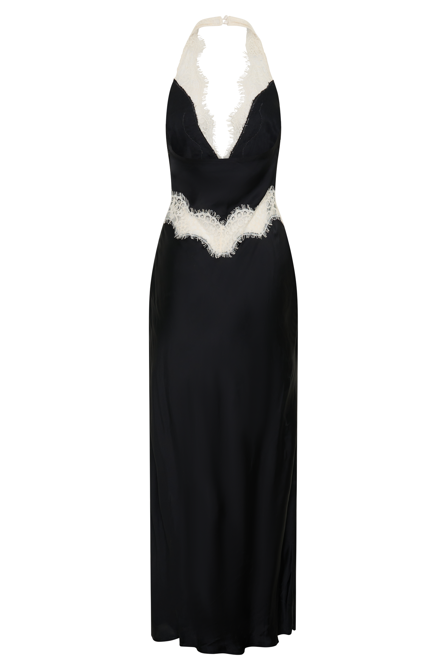 Louise Satin And Lace Maxi Dress - Black/Ivory
