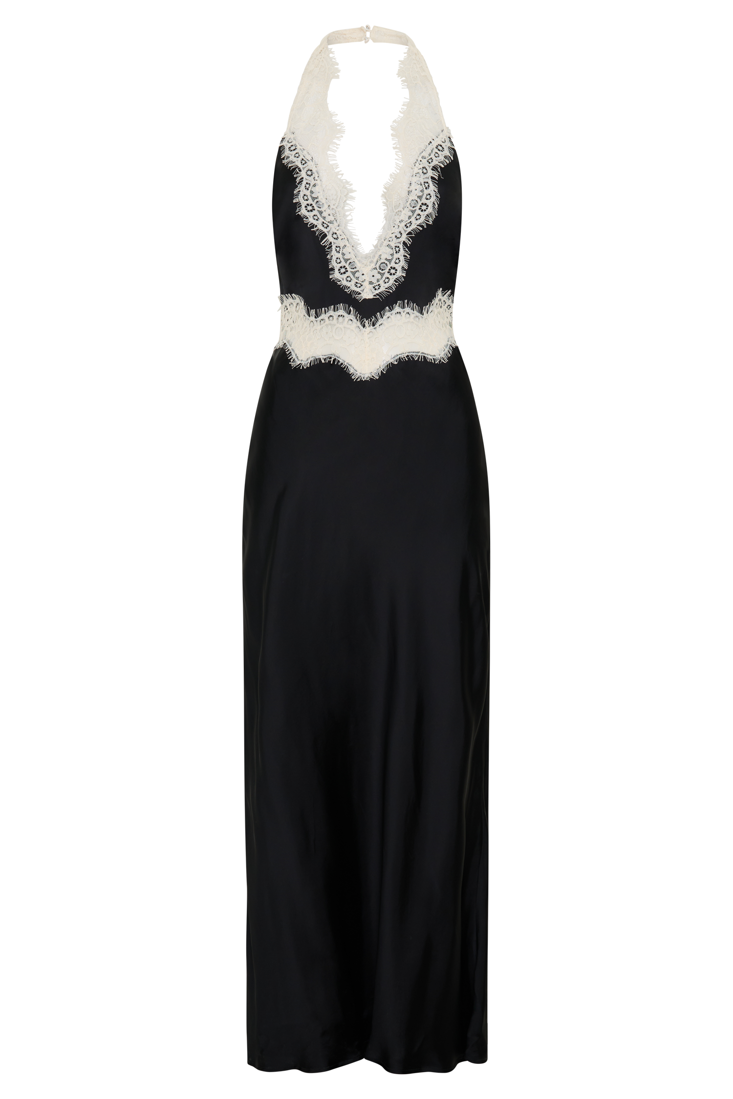 Louise Satin And Lace Maxi Dress - Black/Ivory