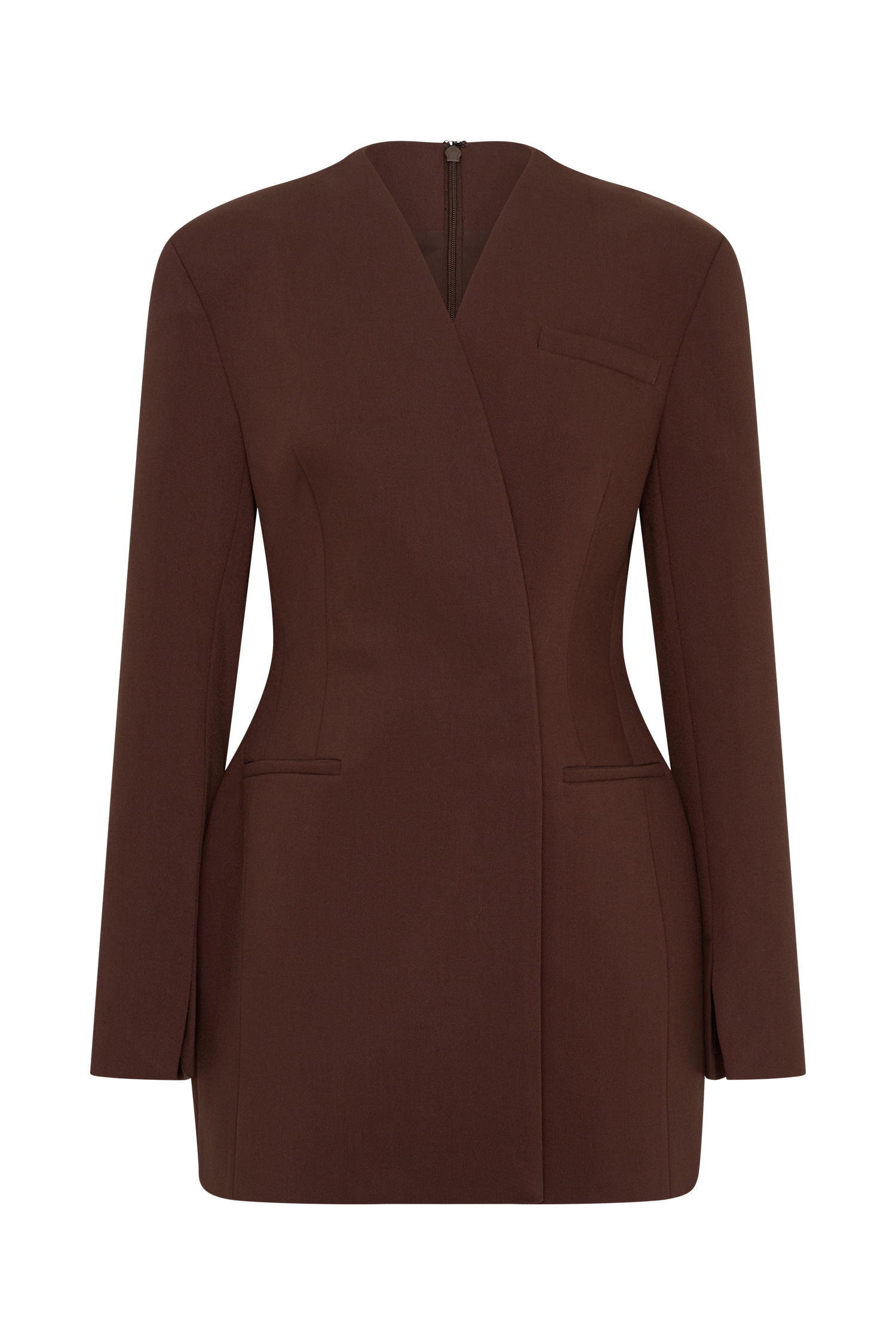 Makayla Suiting Structured Mini Dress - Dark Chocolate