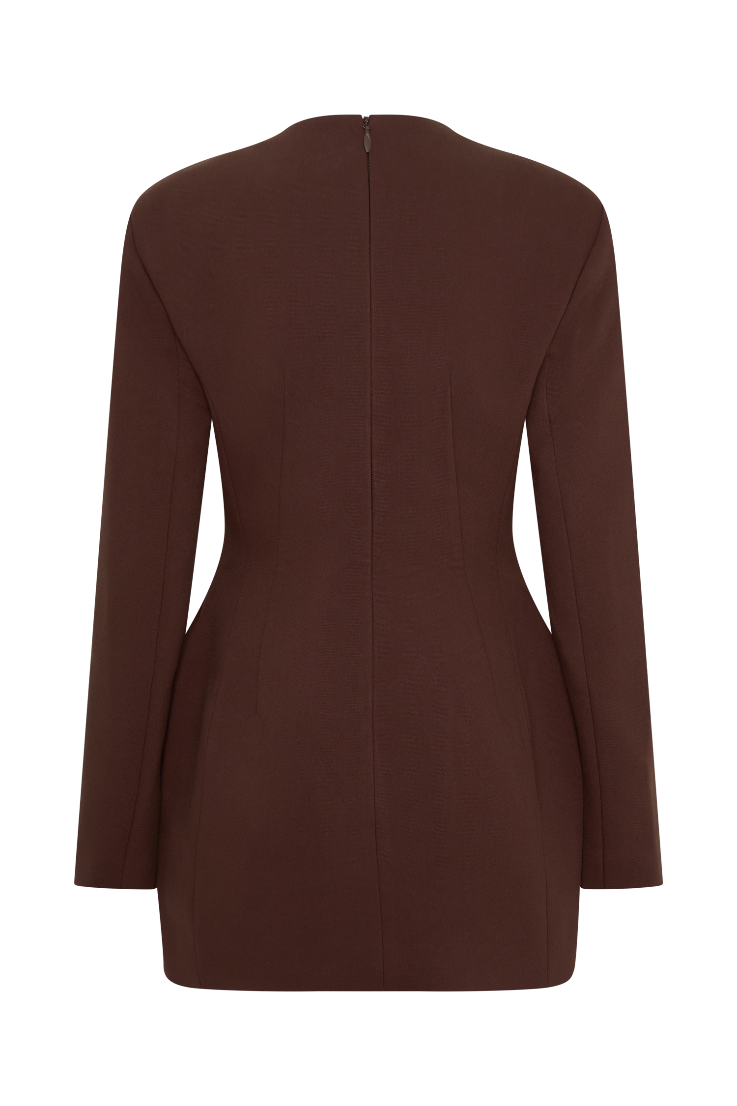 Makayla Suiting Structured Mini Dress - Dark Chocolate