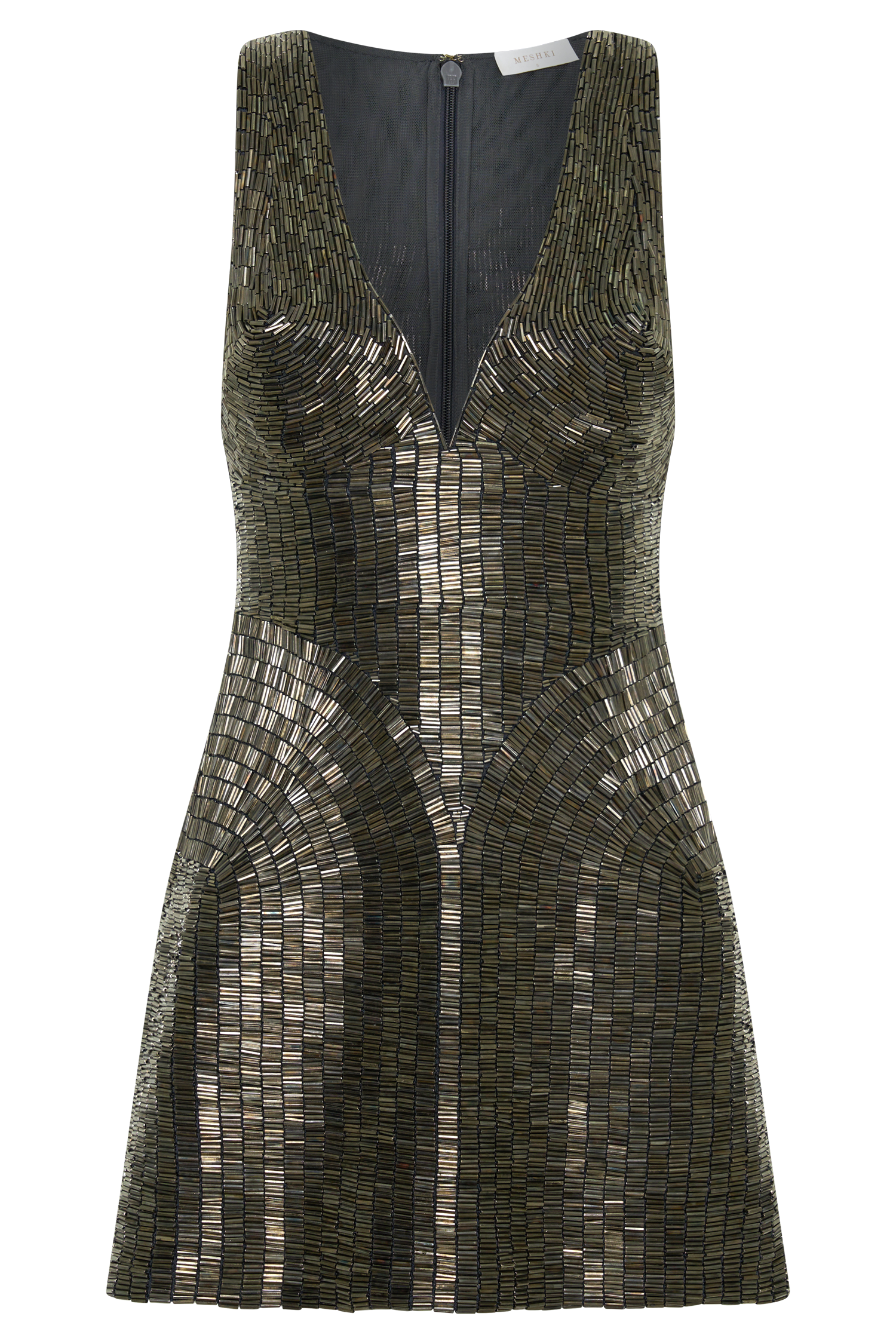 Milly Beaded Metal Mini Dress - Silver