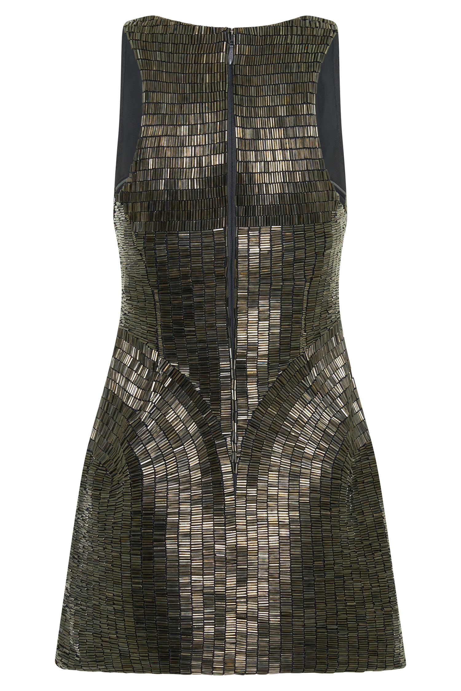 Milly Beaded Metal Mini Dress - Silver