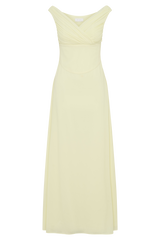 Mabel Off Shoulder Chiffon Maxi Dress - Lemon