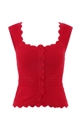 Madeline Scallop Knit Top - Red
