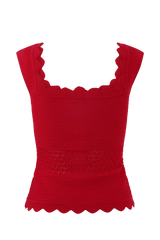 Madeline Scallop Knit Top - Red