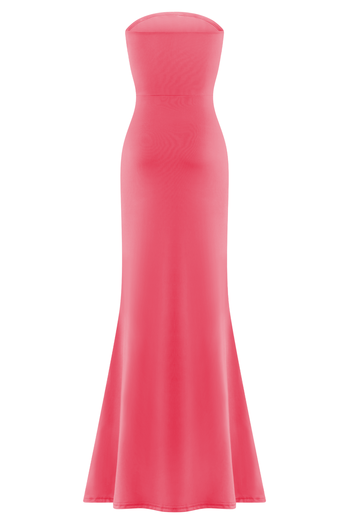 Madison Strapless Slinky Maxi Dress - Coral