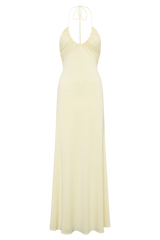 Maely Gathered Slinky Maxi Dress - Lemon