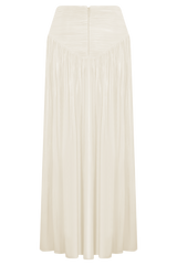 Makena Gathered Midi Skirt - Opal White