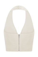 Makena Gathered V Neck Top - Opal White