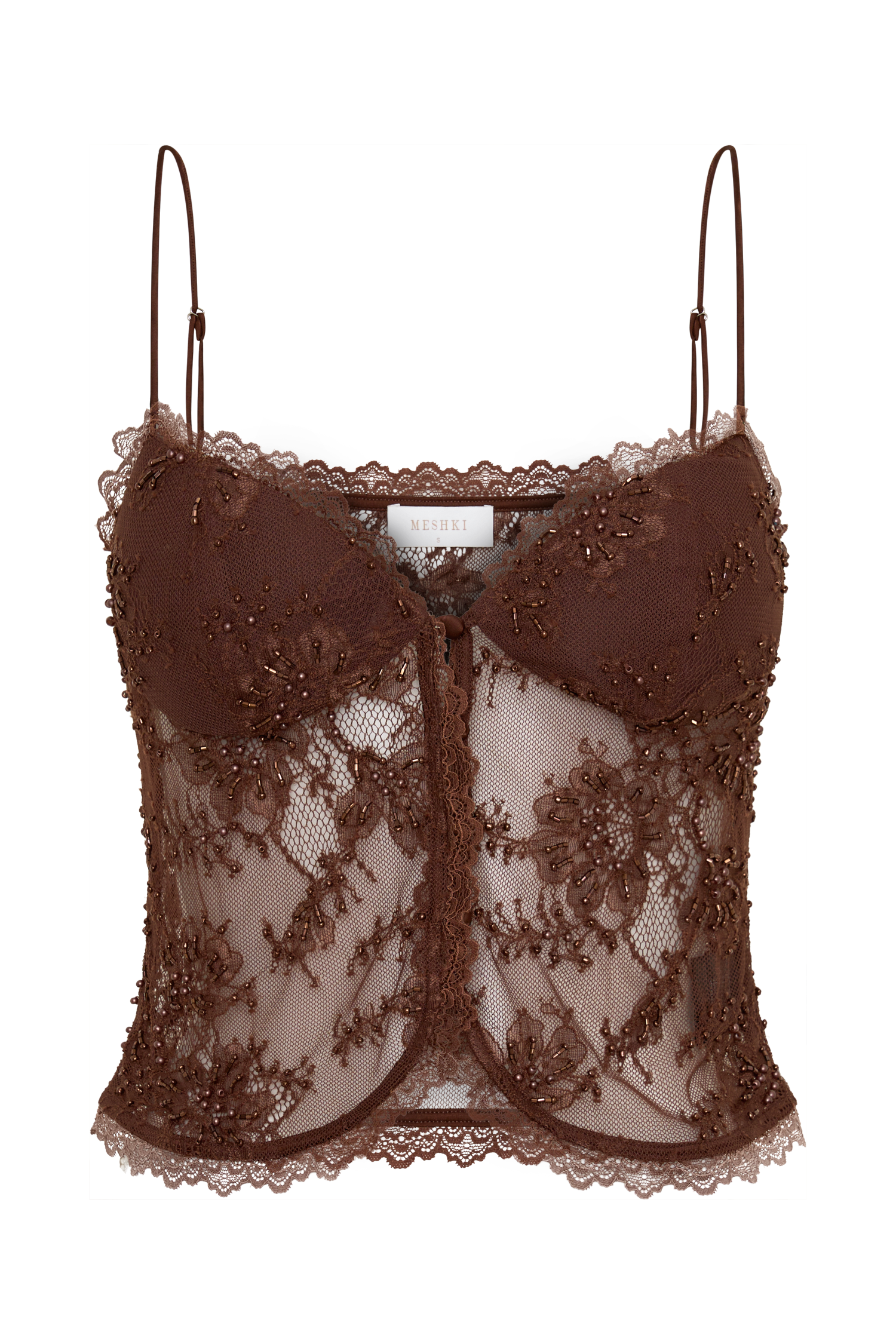 Marcelle Sweetheart Lace Top - Dark Chocolate