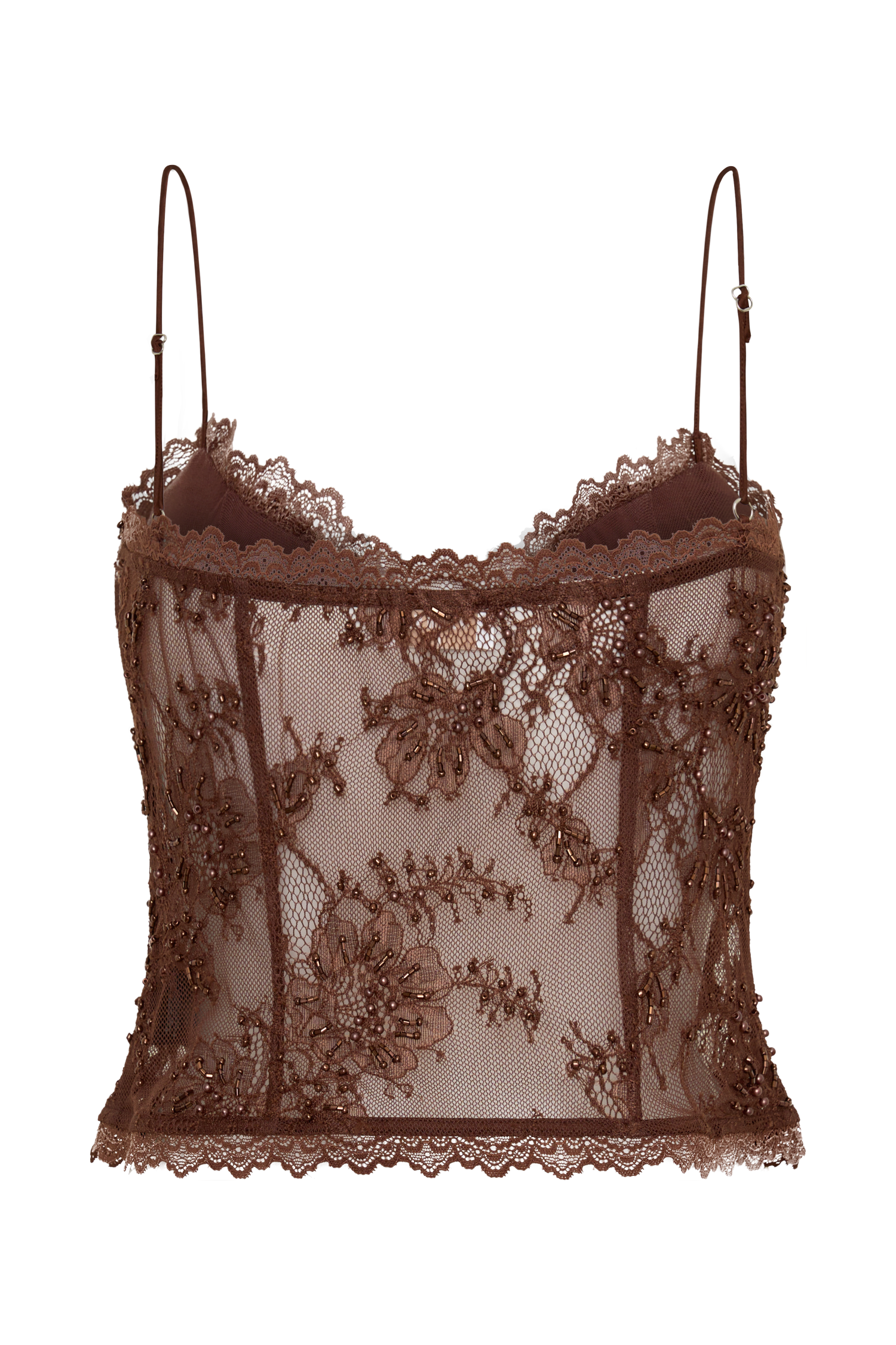 Marcelle Sweetheart Lace Top - Dark Chocolate