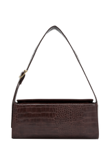 Maria Faux Leather Crocodile Shoulder Bag - Chocolate