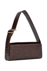 Maria Faux Leather Crocodile Shoulder Bag - Chocolate