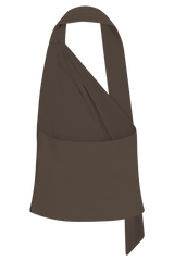 Marina Halter Top With Hardware - Cacao Brown