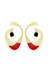 Marna Large Hoop Earrings With Stones - Gold
