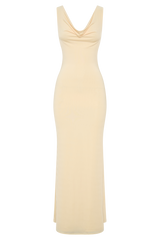 Marta Slinky Cowl Maxi Dress - Lemon
