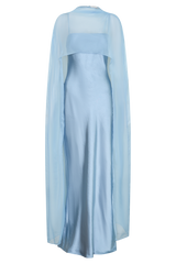 Martinne Chiffon Cape Maxi Dress - Arctic Blue