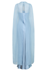 Martinne Chiffon Cape Maxi Dress - Arctic Blue