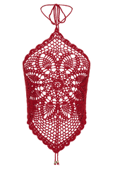 Marvin Crochet Halter Top - Red