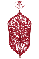 Marvin Crochet Halter Top - Red