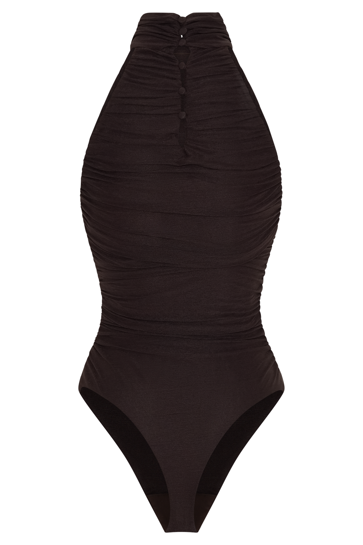 Matilda Ruched Mesh Bodysuit - Chocolate