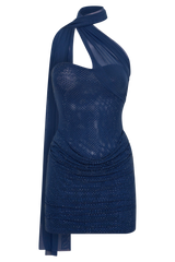 Mattea Diamante Mini Dress With Scarf - Navy