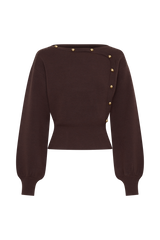 Mertyle Aysmetrical Knit Jumper - Deep Chocolate
