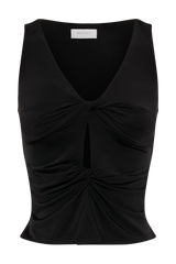 Millie Twist Sleeveless Top - Black