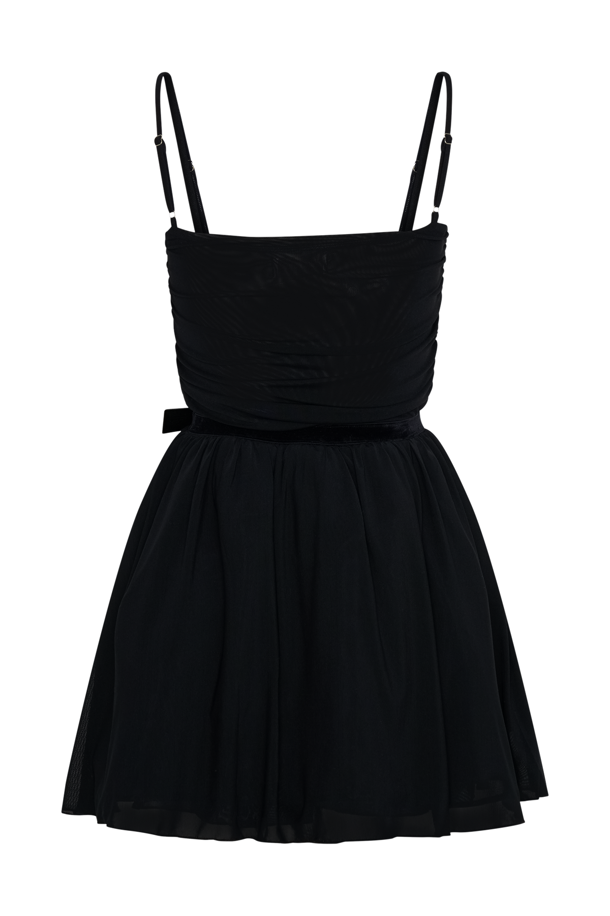 Mischa Mesh Mini Dress With Flower - Black