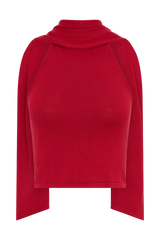 Misty Halter Backless Knit Top - Red