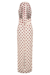 Nadine Halter Chiffon Maxi Dress - Ivory/Merlot Polka Dot