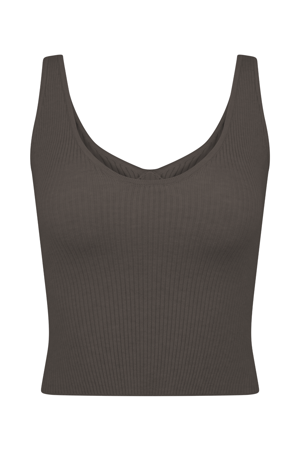 Natalya Ribbed Knit Cami Top - Dark Chocolate