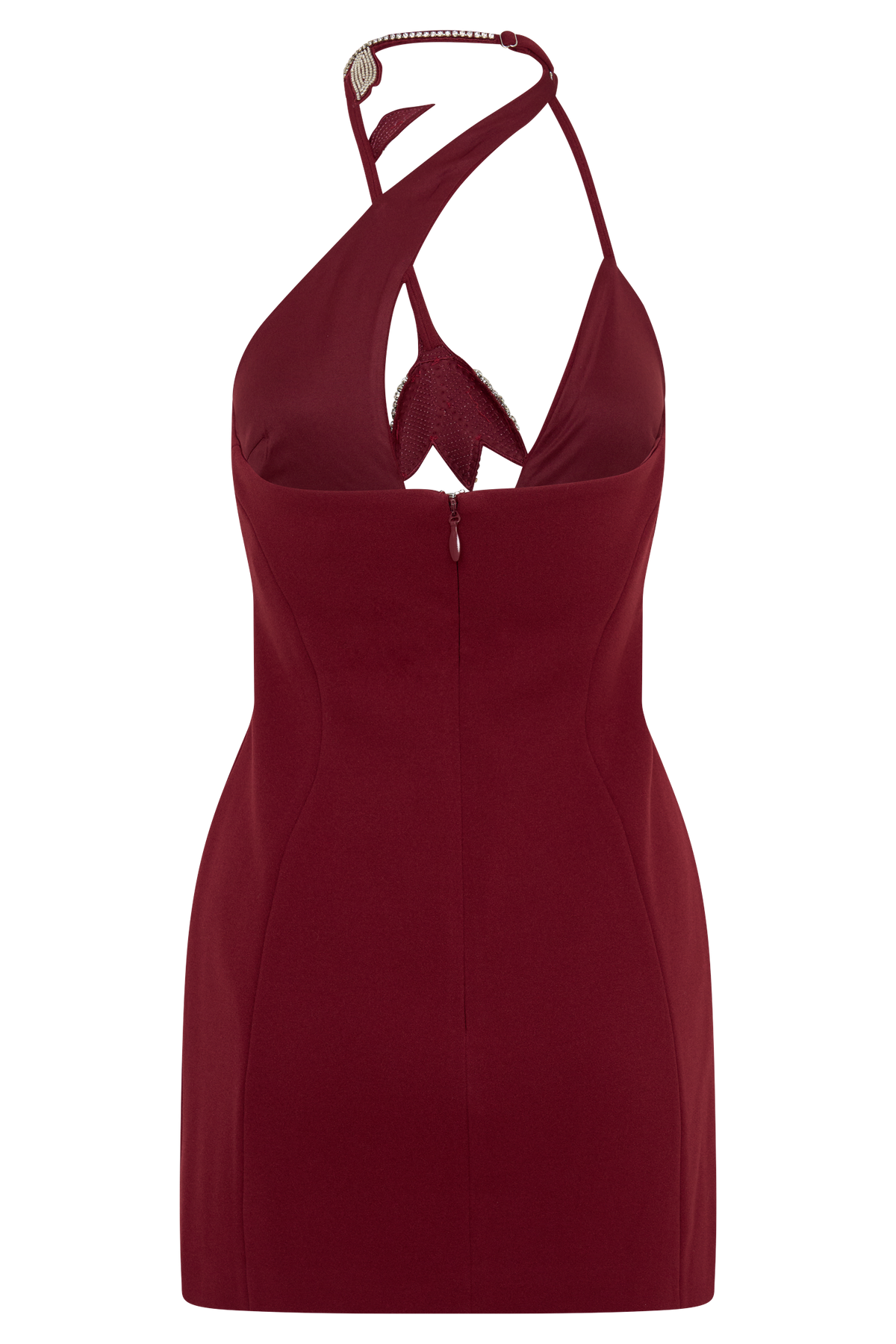 Nathalie Halter Neck Floral Mini Dress - Merlot