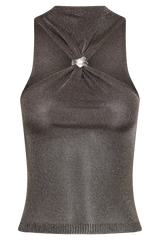 Nikki Lurex Top With Hardware - Gunmetal