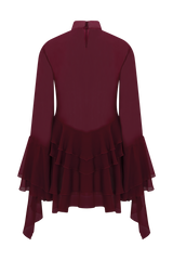 Nimah Chiffon Ruffle Mini Dress - Wine