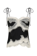 Nina Satin And Lace Camisole - Black/Ivory
