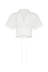 Noelia Tie Back Short Sleeve Shirt - White
