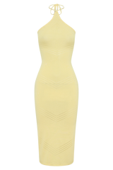 Penny Pointelle Midi Dress - Lemon