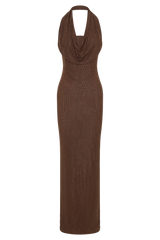 Phi Multi-Wear Cowl Diamante Maxi Dress - Chocolate