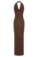 Phi Multi-Wear Cowl Diamante Maxi Dress - Chocolate