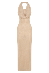 Phi Multi-Wear Cowl Diamante Maxi Dress - Gold