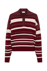 Philly Stripe Long Sleeve Knit Jumper - Burgundy/Cream