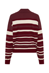 Philly Stripe Long Sleeve Knit Jumper - Burgundy/Cream