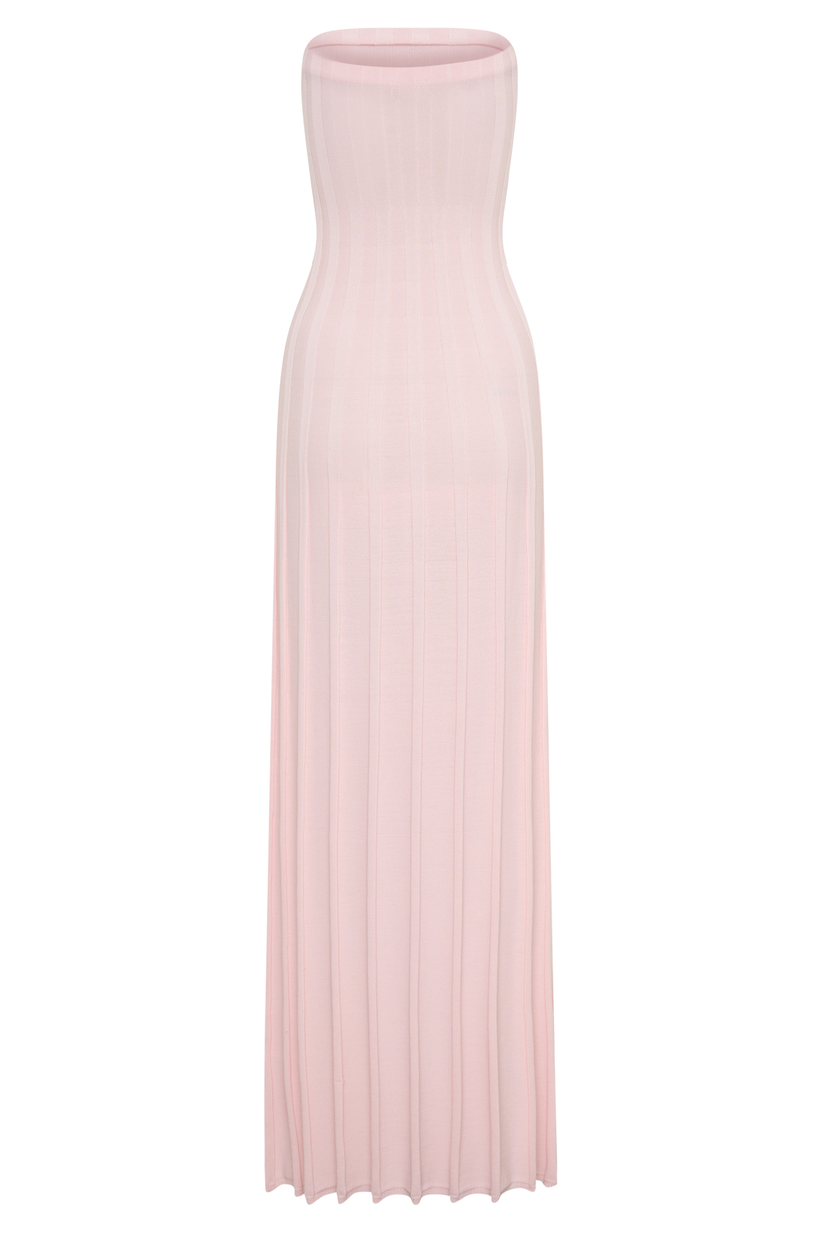 Pia Ribbed Strapless Maxi Dress - Baby Pink