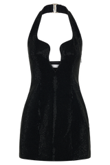 Raina Diamante Halter Mini Dress - Black
