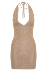 Renesmay Lurex Halter Mini Dress - Gold